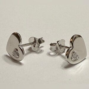 Heart earrings with cubic zirconia / Butterfly earrings